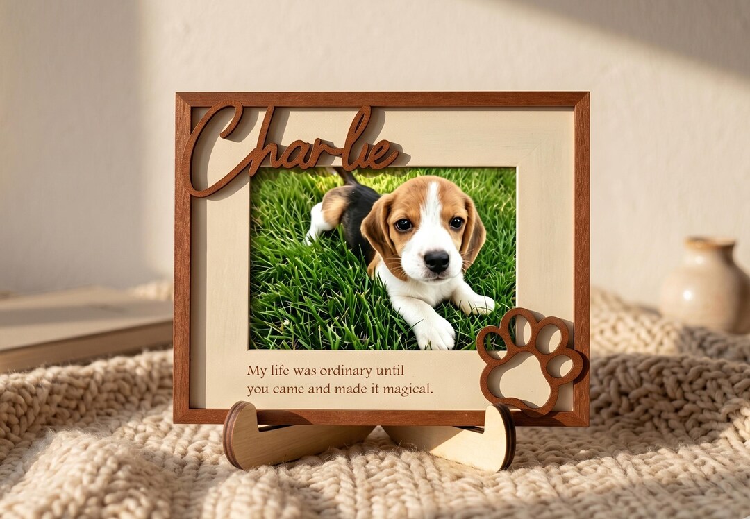 Custom Pet Memorial Frame, Personalized Wooden Picture Frame for Dog ...
