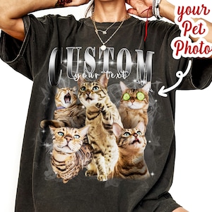Custom Cat Vintage Washed Shirt,Custom Vintage Pet Shirt Pet Photo+ Name,Dog Personalize Bootleg Retro 90's Tee,Gift For Her,Pet Lover Shirt