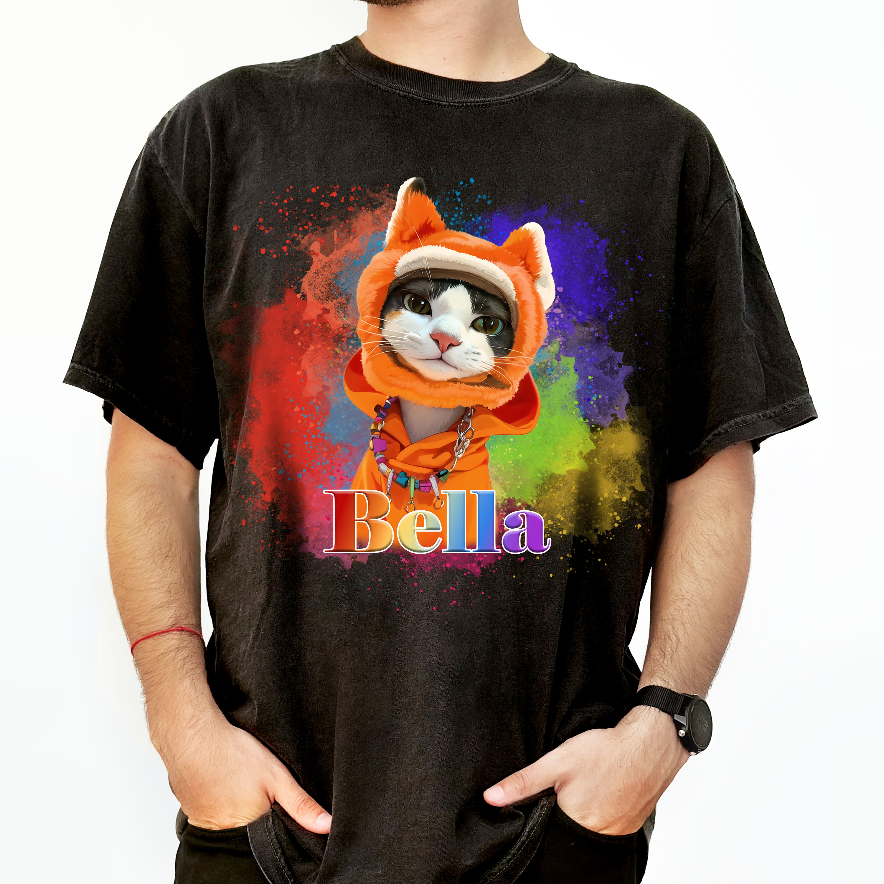 Custom Watercolor Pet Portrait Shirt,Custom Cat Graphic