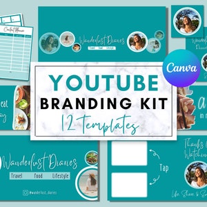 Travel YouTube Channel kit for YouTubers, Channel art, Video Thumbnails, Intro & Outro, Watermarks, YouTube planner, Travel and lifestyle