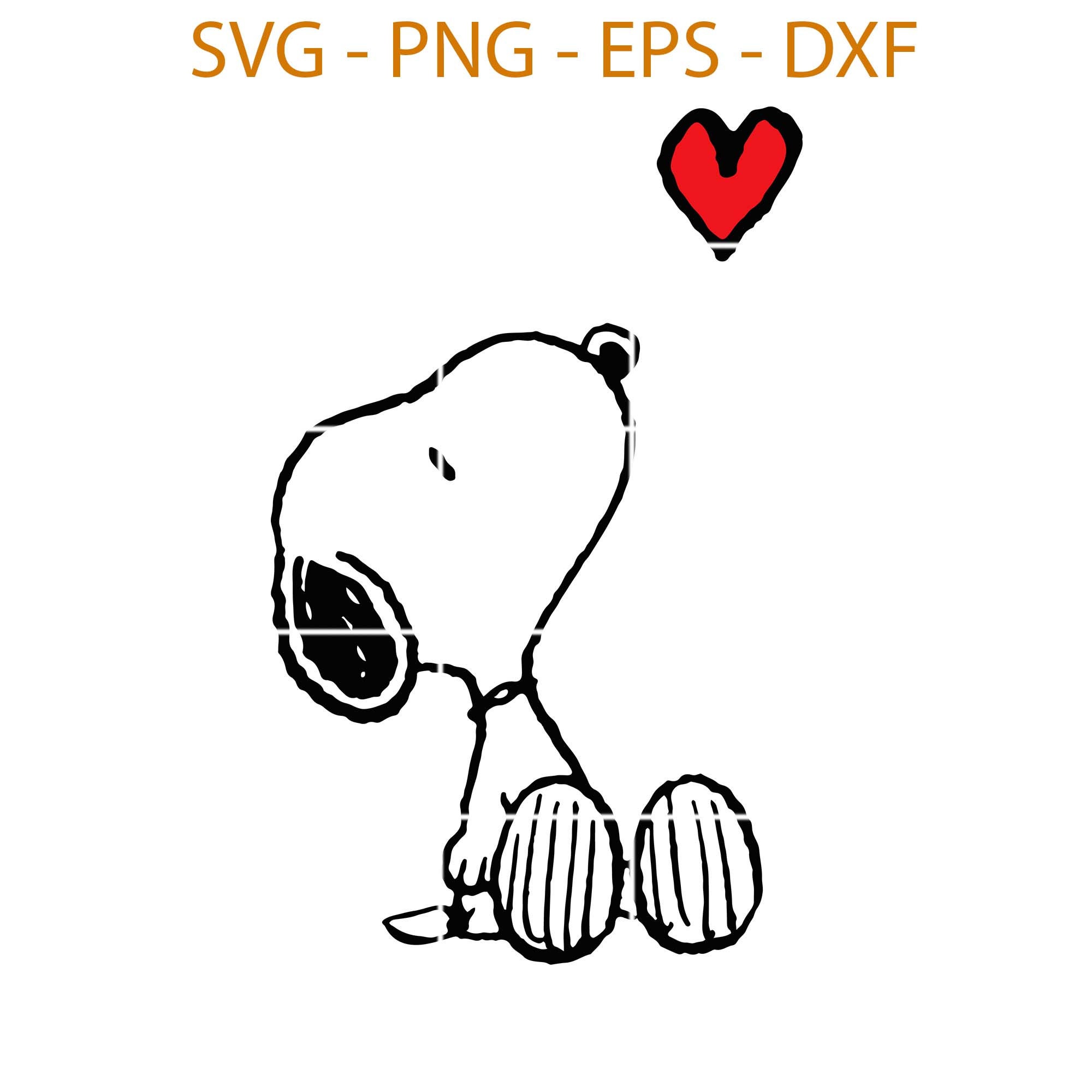 Peanuts Heart Sitting Snoopy SVG PNG EPS DXf Digital | Etsy