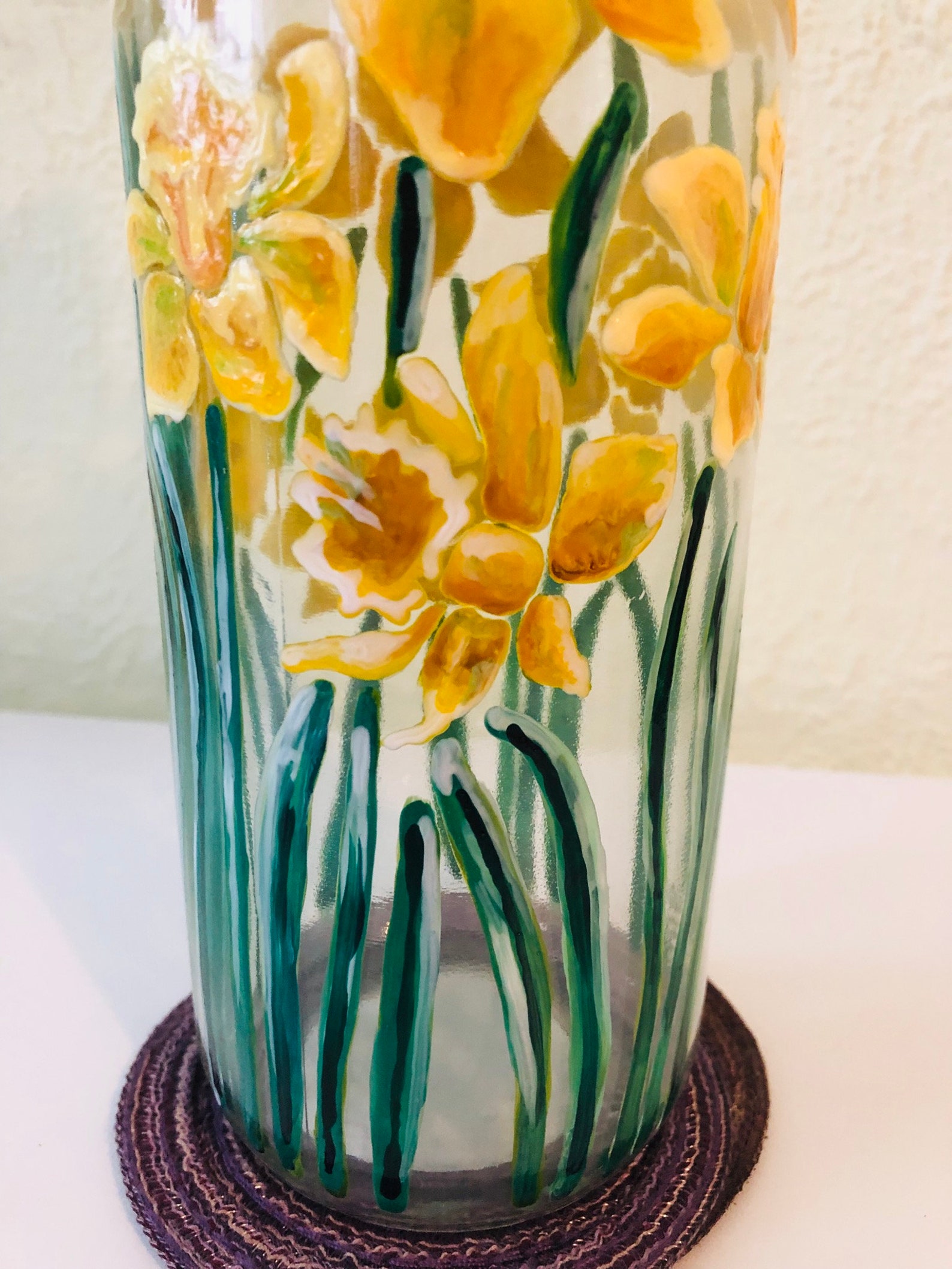Hand Painted Daffodil Bottle Clip Top Vase Etsy