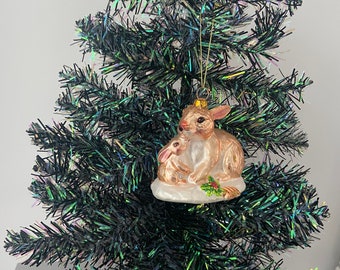 Glass bunny hanging Christmas tree ornament