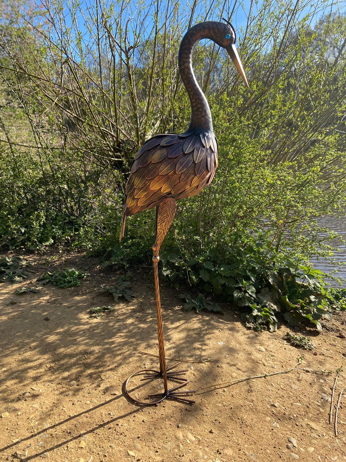 Large Bronze Metal Crane Garden Sculpture 107cm Garden Etsy