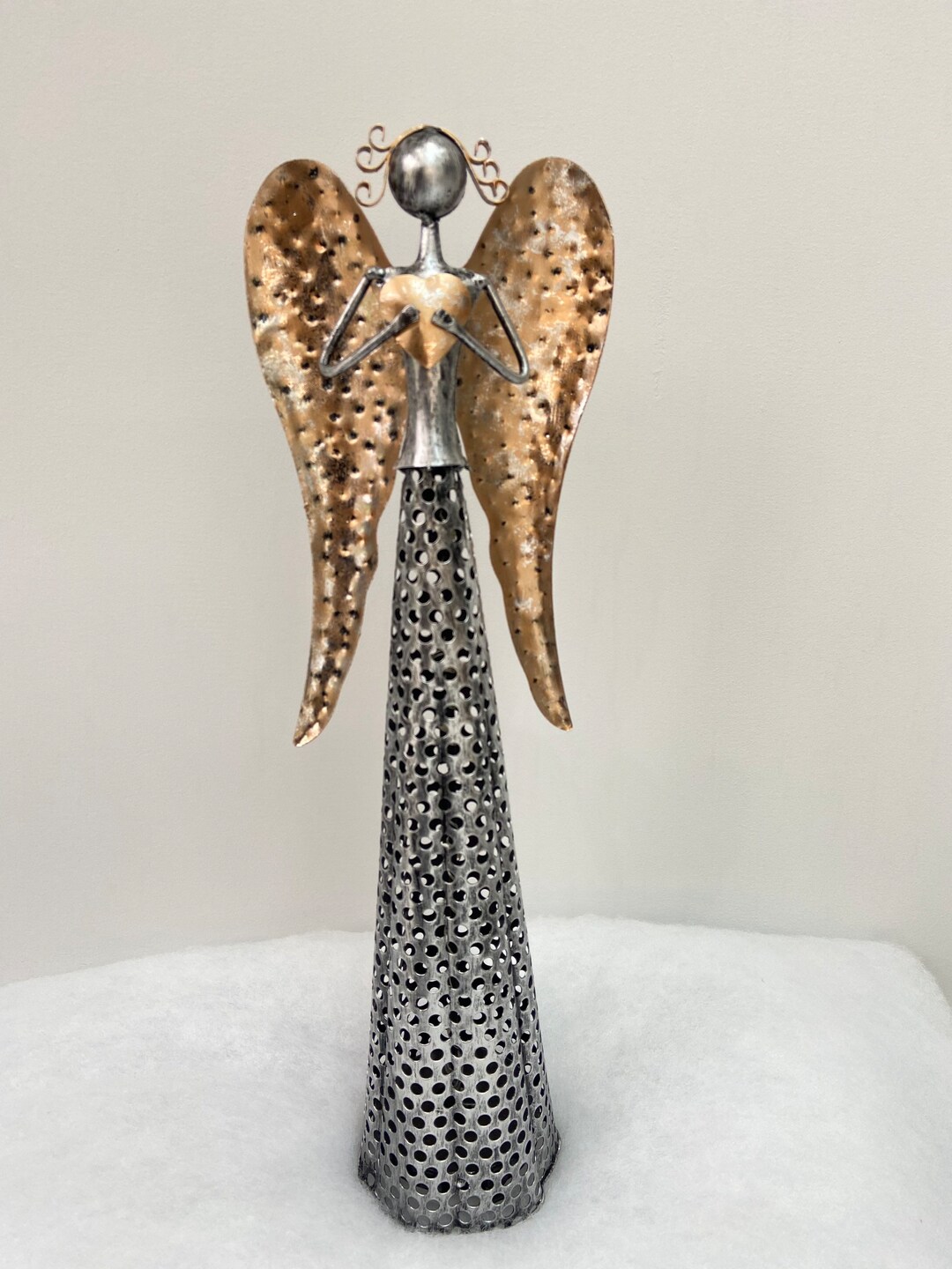 Handmade Christmas Metal Angel Holding Heart With LED Light 40cm - Etsy UK