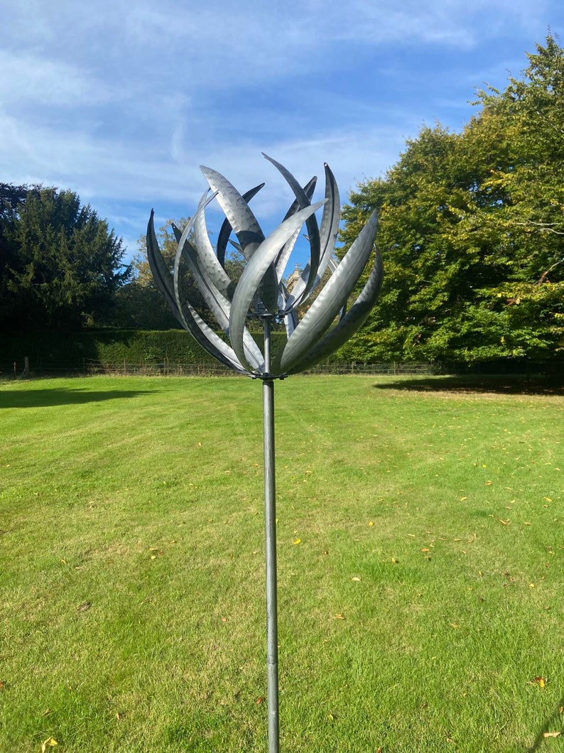 Burghley Garden Wind Sculpture Spinner Silver With Black Brush Etsy UK