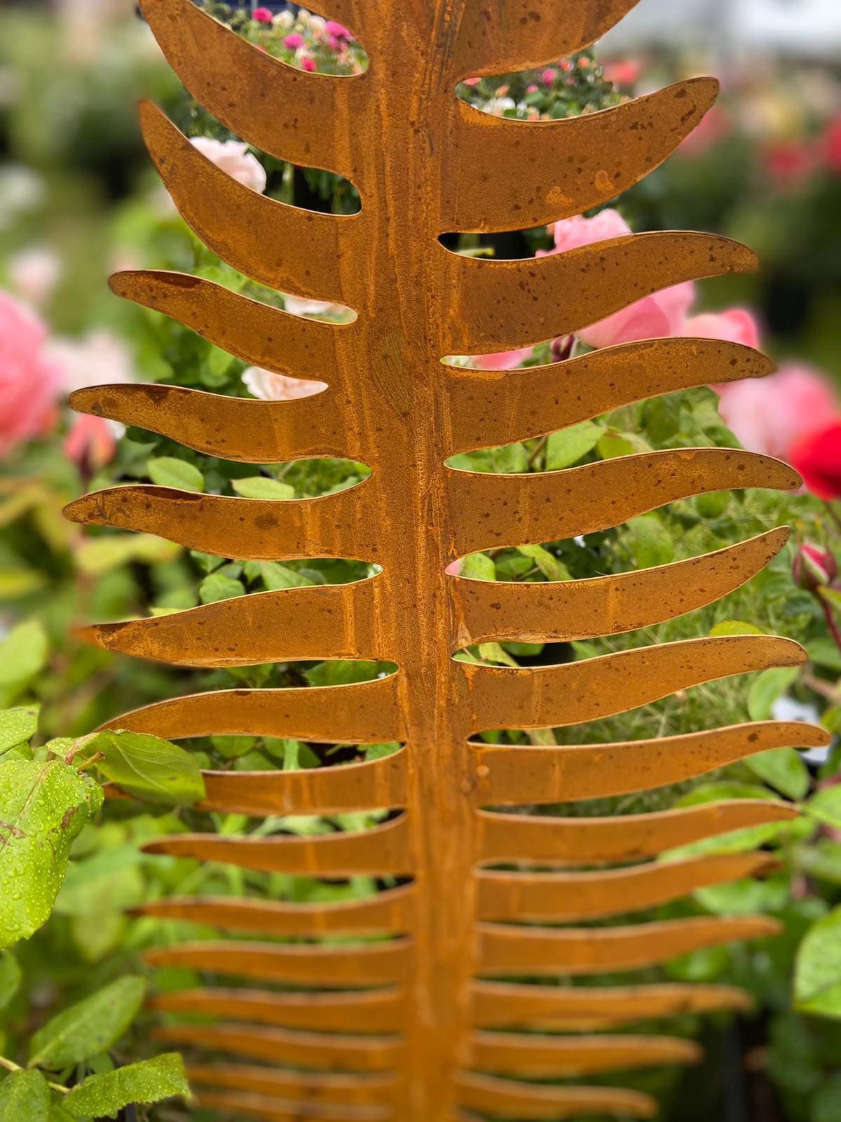 Fern Leaf Rustic Rusty Metal Flower Garden Art Garden Stake Etsy