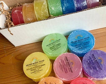 CHAKRA Balancing Set HEMP Body SOAPS, Premium Essential Oils, Handmade, Reiki Infused, Custom Scents Available