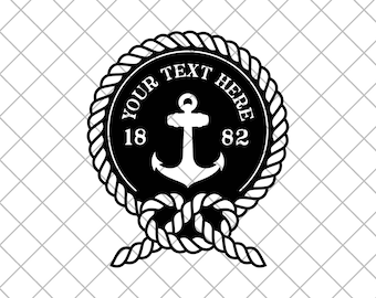 Custom Name and Year Anchor Vinyl Decal Sticker, Anchor Decal, Personalized Anchor Decal Sticker, Anchor Decal, Anchor Car Decal