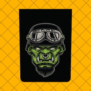 Angry Orc Biker Printed Truck Hood Vinyl Decal Sticker, TJ / JL / Jk / JkU Hood Decal, Angry Orc Biker Printed Car Hood Decal