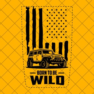 Geboren om wild te zijn met distressed Amerikaanse vlag off road truck hood vinyl sticker, militaire schedel TJ / LJ / Jk / Jku hood decal