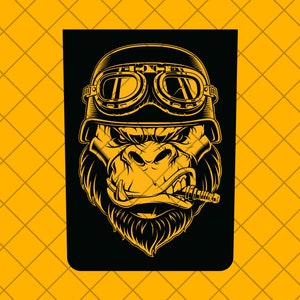 Angry Gorilla Biker Truck Hood Vinyl Decal Sticker, Angry Gorilla Biker  TJ / JL / Jk / JkU Hood Decal, Angry Gorilla Biker Car Hood Decal