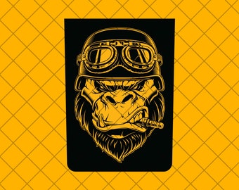 Angry Gorilla バイカー トラック フード ビニール デカール ステッカー、Angry Gorilla バイカー TJ / JL / Jk / JkU フード デカール、Angry Gorilla バイカー カー フード デカール
