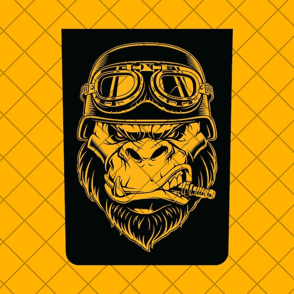 Angry Gorilla Biker Truck Hood Vinyl Decal Sticker, Angry Gorilla Biker  TJ / JL / Jk / JkU Hood Decal, Angry Gorilla Biker Car Hood Decal