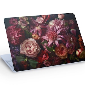 Pink FLOWERS LAPTOP SKIN, Flowers Macbook Skin, Laptop Skin Decal Sticker  - Custom Size