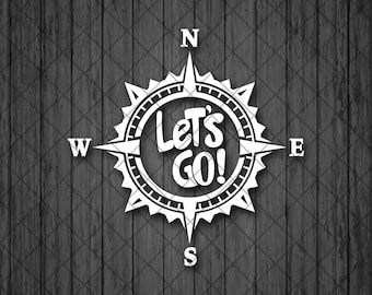 LETS GO Compass Vinyl Decal Sticker, 4x4 sticker, Off Road decal, 4x4 Off Road Decal, Top Quality Decal For Offroad Vehicles