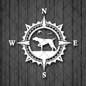 Jagdhund Kompass Vinyl Aufkleber Aufkleber, Kompass Rose, Berg Aufkleber, LKW Aufkleber, Laptop Aufkleber, Aufkleber für beliebte Geländewagen