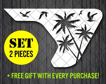 Palmeras y gaviotas voladoras Fender Vent Vinyl Decal Sticker, JL / JLU / JT Fender Vent Decal Set, par de calcomanías