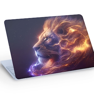 Adesivo de decalque de pele de laptop de leão de galáxia espiritual, decalque de pele de laptop de leão espacial - tamanho personalizado