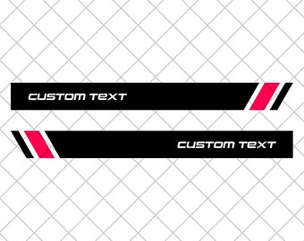 2x Universal Side Colored Detail Stripes / Racing Stripes Custom Color Decal Sticker Set - 155cm X 15cm