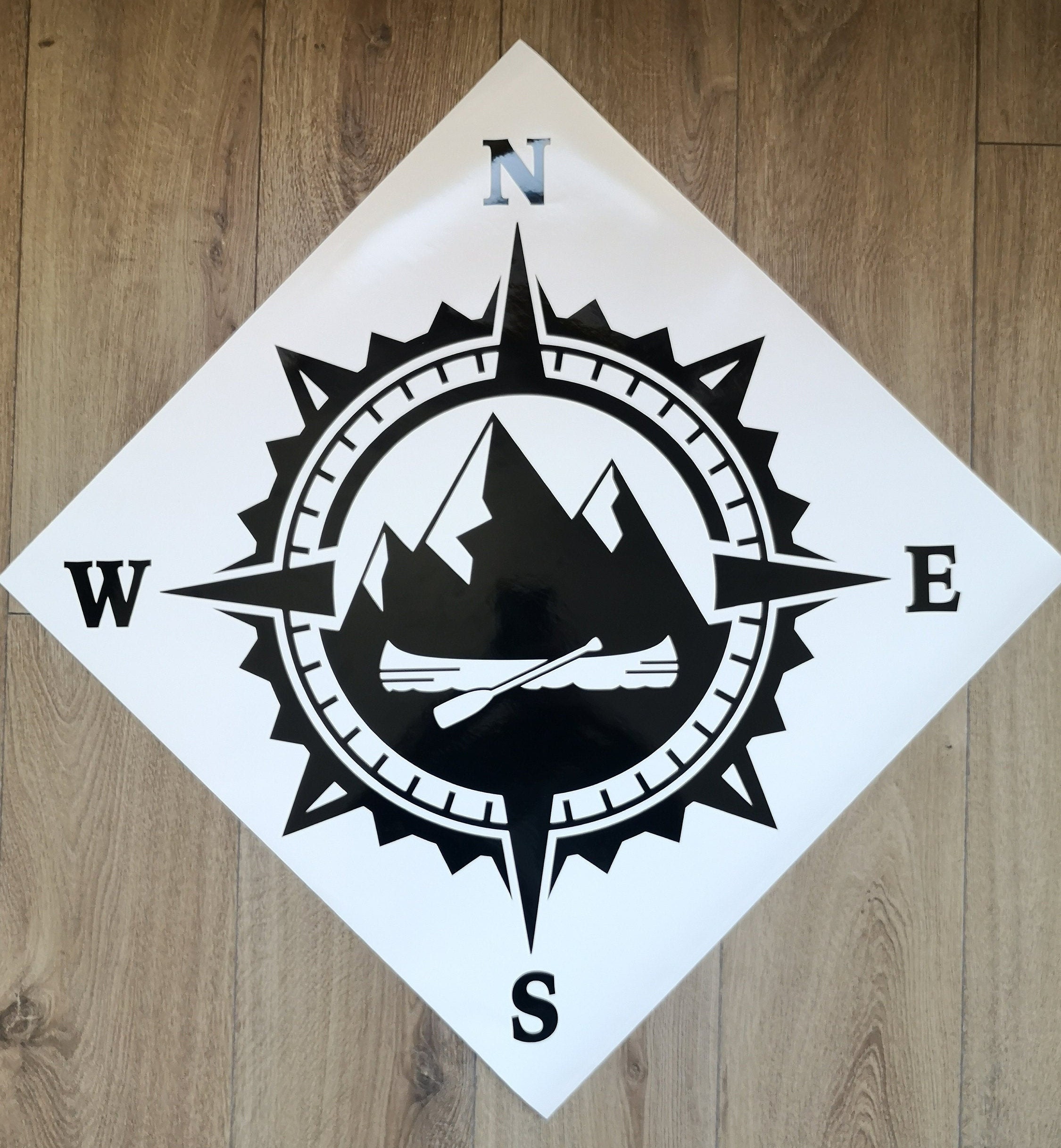 Mountain Canoe Compass Vinyl Decal Sticker, Nature Decal, Compass Rose ...