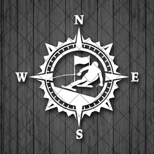 Giant Slalom Ski Compass Vinyl Decal Sticker, Ski Decal, Compass Rose Decal, Laptop Sticker, Decals for off-road SUV&#39;s, Decal for Adventure