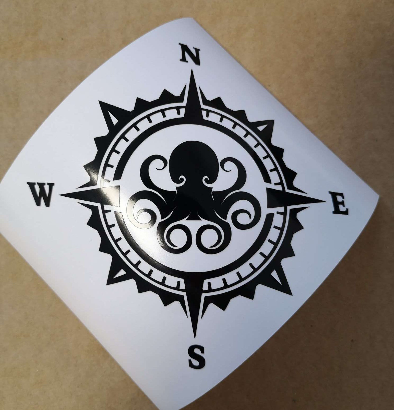 Octopus Compass Vinyl Decal, Sailor Rose Sticker, Adventure Car Truck ...