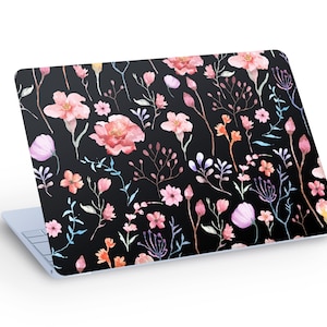 Autocollant de décalcomanie de peau d’ordinateur portable de fleurs en fleurs peintes, décalcomanie de peau d’ordinateur portable de plantes de fleurs en fleurs - taille personnalisée