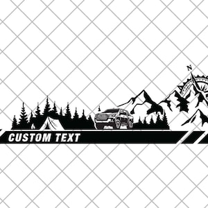 Calcomanía de vinilo personalizada con texto &quot;Brújula de montaña con arbolado&quot; para camioneta todoterreno 4x4, calcomanía de vinilo para acampar en la montaña y el arbolado.