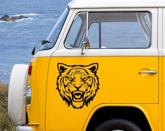 Angry Tiger Vinyl Decal Sticker, Custom Color Size (Truck, Car, Hood, Wall)