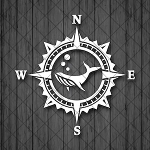 Walvis Kompas Vinyl Sticker, Vissen Sticker, Walvis Kompas Rose Decal, Walvis sticker, Vis vrachtwagen Sticker, Sticker voor Offroad Voertuigen