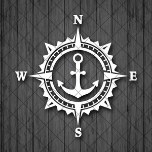 Anchor Compass Vinyl Decal Sticker, Compass Rose, Ship Captain Car Decal, Truck Decal, Laptop Stickers, Decal For American 4x4 vehicles