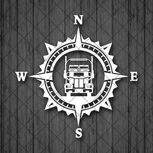 TRUCK Kompas Vinyl Sticker, Kompas Rose, Truck Decal, Laptop Stickers, Vrachtwagenchauffeur Sticker, Decal voor Populaire Amerikaanse 4x4 voertuigen