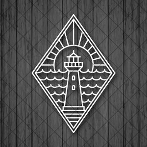 SUN LIGHTHOUSE OCEAN Line Drawing Vinyl Decal Sticker, Sea Lighthouse Decal, Lighthouse decal, Car Decal, Laptop Decal, Lighthouse sticker