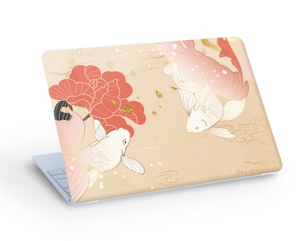 Chinese GOLDFISH & Flowers LAPTOP SKIN Decal Sticker, Goldfish and Flowers Laptop Skin Decal - Custom Size