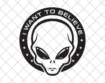 Adesivo de vinil ALIEN I Want To Belive, decalque de carro OVNI, adesivo de caminhão OVNI, decalque extraterrestre, decalque de laptop alienígena, decalque de carro alienígena