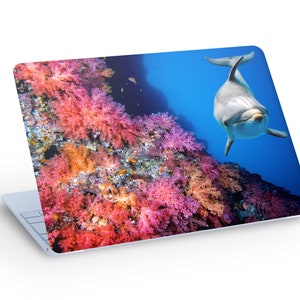 Autocollant de décalcomanie sous-marine DOLPHIN LAPTOP SKIN, décalcomanie de peau d’ordinateur portable sous-marine Dolphin - Taille personnalisée