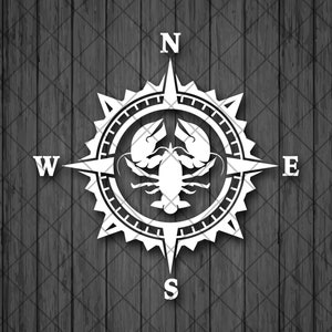 Lobster Compass Vinyl Decal Sticker, Compass Rose, Sailor Decal, Truck Decal, Laptop Stickers, Decal For Popular American 4x4 vehicles