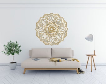 Mandala Flower Wall Vinyl Decal Sticker, Mandala Home Decor Sticker, Mandala Yoga Wall Art Decal, Mandala Flower Wall Interior Vinyl Decal