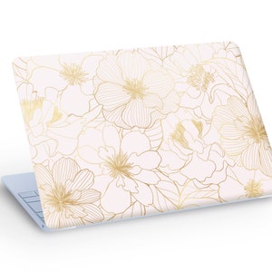Sticker autocollant Peau d'ordinateur portable fleurs abstraites élégantes, Sticker peau d'ordinateur portable fleurs abstraites plantes - Taille personnalisée