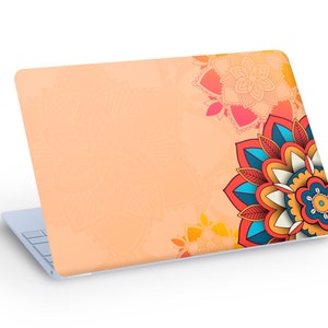 Gekleurde sticker sticker MANDALA LAPTOP SKIN, mandala bloem laptop skin sticker - aangepast formaat
