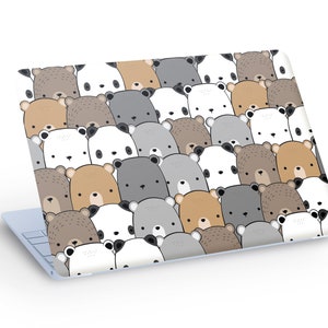 Teddy BEARS LAPTOP SKIN Decal Sticker, Colorful Panda Bears Laptop Skin Decal - Custom Size