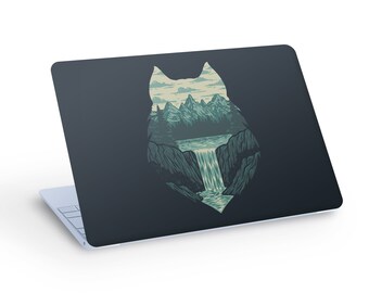 Wolf Nature Landscape LAPTOP SKIN Decal Sticker, Wolf Landscape Laptop Skin Decal - Custom Size