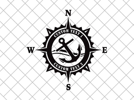 Snowboard Compass Vinyl Decal Sticker, Compass Rose Decal, Laptop Sticker