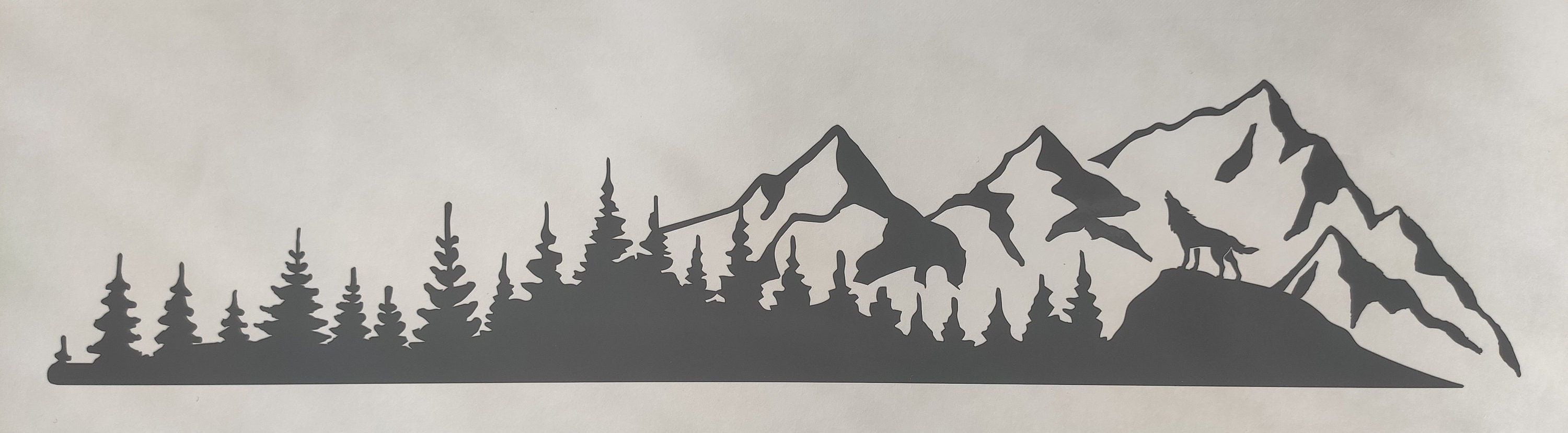 WOLF Mountain Treeline SUV Vinyl Decal Sticker, Mountain and Treeline ...