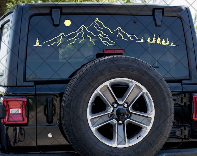 PNW Mountain Banner Vinyl Decal, Mountain Decal, Car Decal, Car Sticker ...