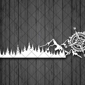 Kompass Berge Mountain Decal – RV Car Sticker, 90cm, Gloss Finish, UV & Wash Resistant