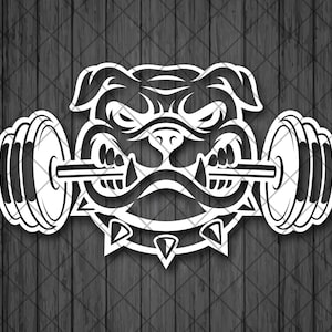 Dog Dumbbell Vinyl Decal Sticker, Bulldog Decal, Angry Bulldog Dumbbell Decal For 4x4 vehicle, Laptop Stickers, Decal For 4x4 vehicles