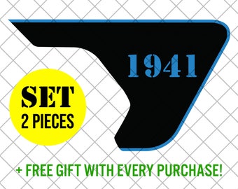 Two-Layer 1941 Military American Fender Vent Vinyl Decal Sticker, JL / JLU / JT Fender Vent Decal Set, Pair Decals