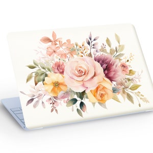 Watercolor Rose Flowers LAPTOP SKIN Decal Sticker, Watercolor Flowers Macbook Skin, Roses Laptop Skin Decal - Custom Size